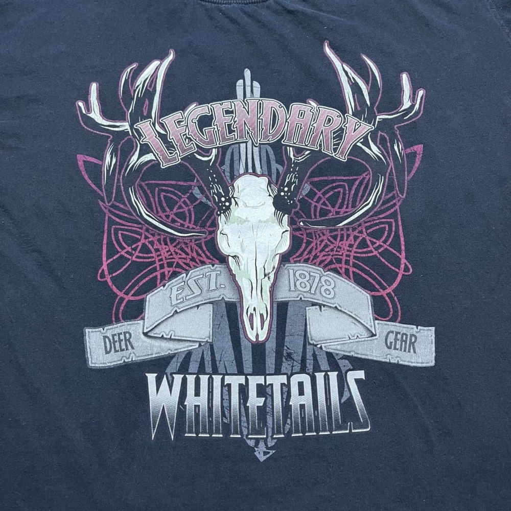 Legendary Whitetails Graphic T-Shirt 2XL Black Long Sleeve Deer Skull Hunting - Picture 9 of 10